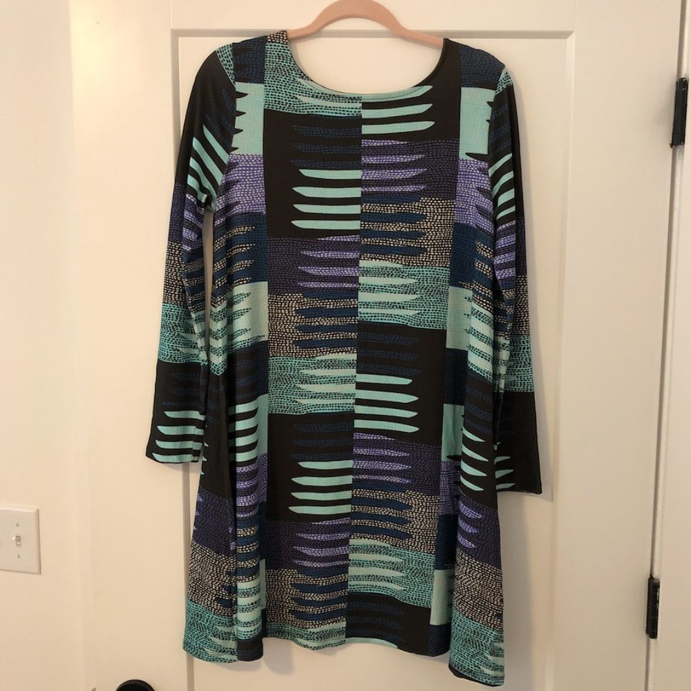 Mara Hoffman Blue and Black Longsleeve Dress
